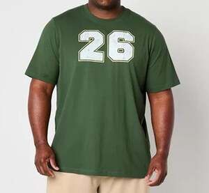 Xersion LT Mens T-Shirt Army Green Number Crew Neck 26 Graphic Tee Large Tall